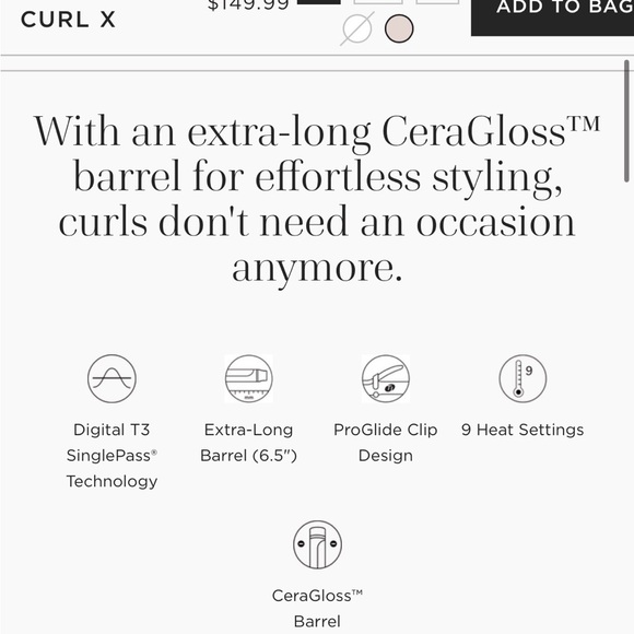 T3 SinglePass Curl X 1.25" in White and Rose Gold & Detail Set - Picture 7 of 9